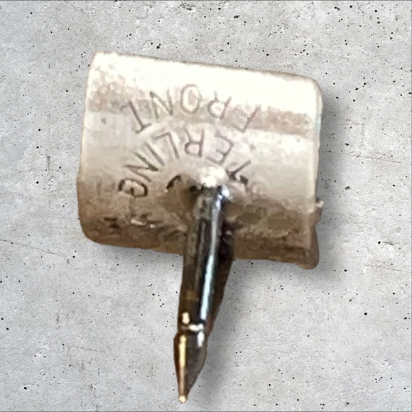 Vintage Swank Men’s Tie Tack Pin Sterling Sliver Black Greenish Gemstone Signed - Picture 4 of 9